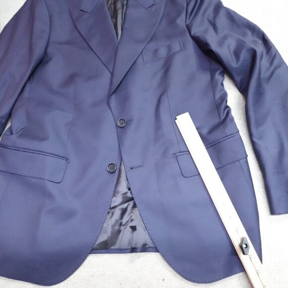 Pini Parma Suit 41R Pants 34 x 32 Blue Solid Wool Unstructured - Picture 4 of 16